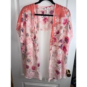 Cato Woman Size 18/20W Floral Flowy Kimono Open Cardigan